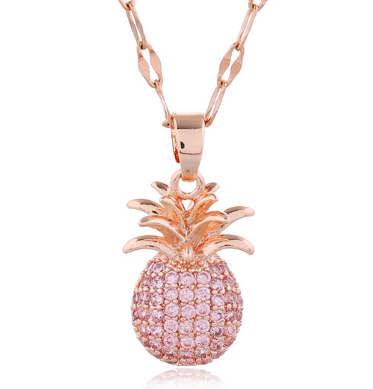 Korean Fashion Style Copper Micro-inlaid Zircon Pineapple Necklace