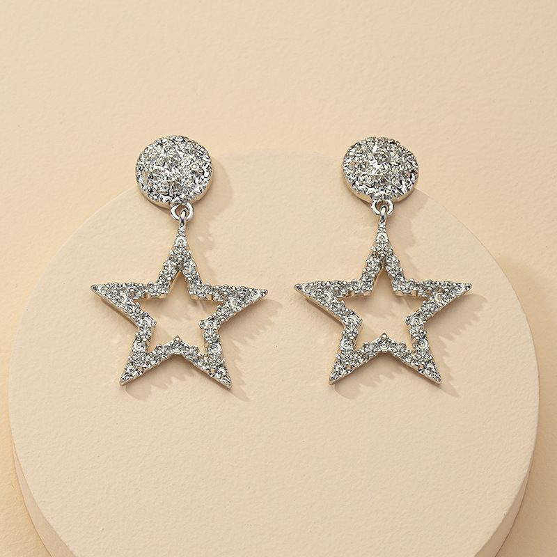 Fashion 1 Pair Of Metal Texture Five-star Hot Selling Earrings Wholesale