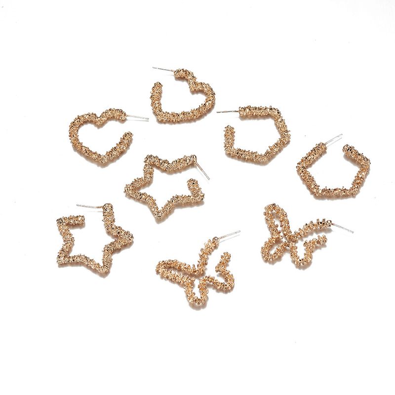 Hot Selling Simple Alloy Geometric Five-pointed Star Earrings Love Butterfly Earrings