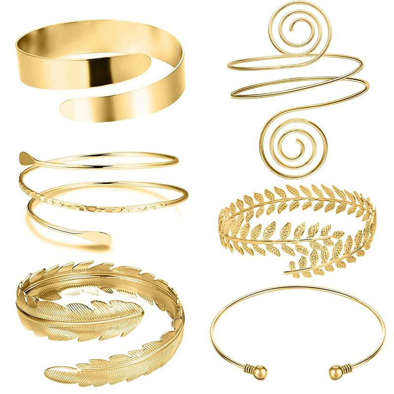 Hot Selling Geometric Metal Bracelet Set Leaf Arm Ring Six-piece Set Wholesale