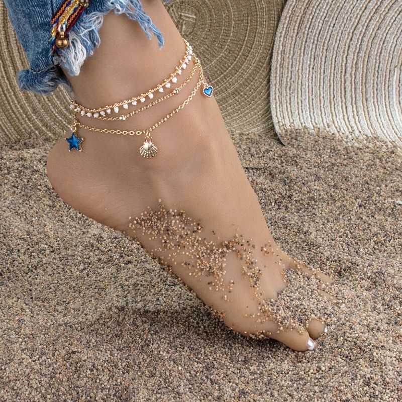 New Blue Starfish Seaside Style Pendant Anklet Summer Creative Retro Anklace Wholesale