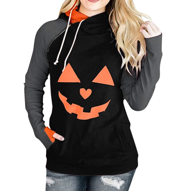 Europa Y América, Ropa De Mujer Transfronteriza, , , , Nueva Sudadera Suelta De Manga Larga Con Estampado De Calabaza De Halloween