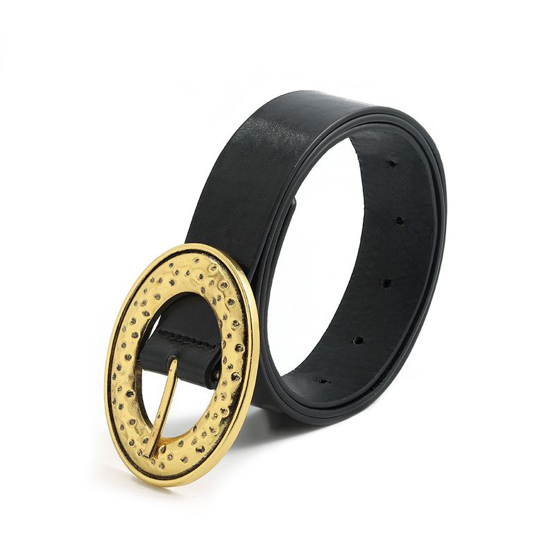Oval Pu Leather Metal Iron Women'S Leather Belts
