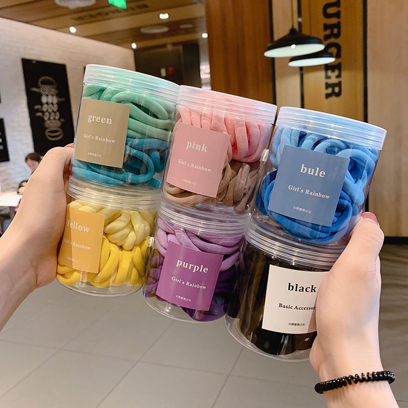 50 Pieces Elastic Gradient Color Simple Hair Ring Set