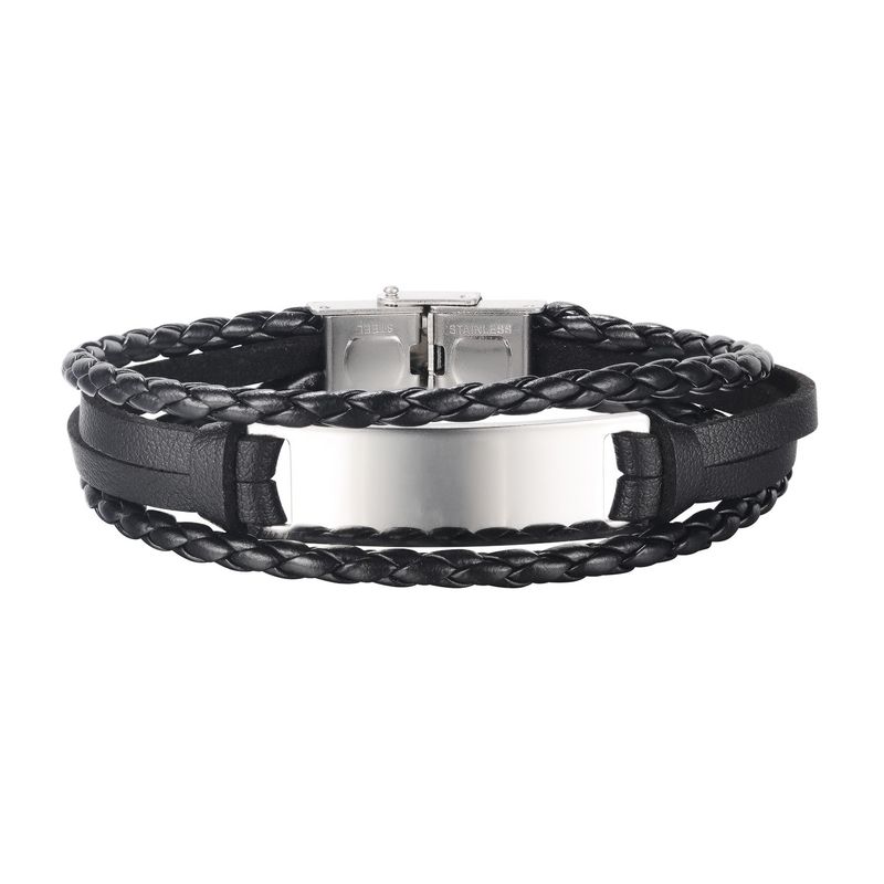 Mode All-match Herren Titan Stahl Lederarmband