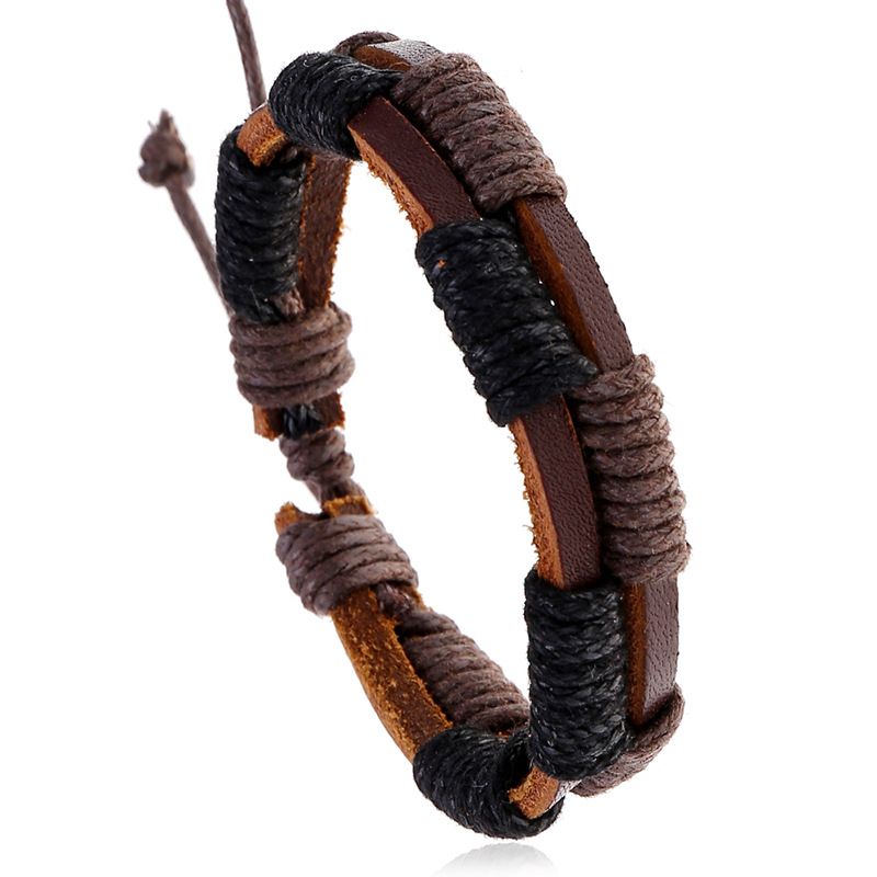 Einfaches Retro Gewebtes Rindslederarmband