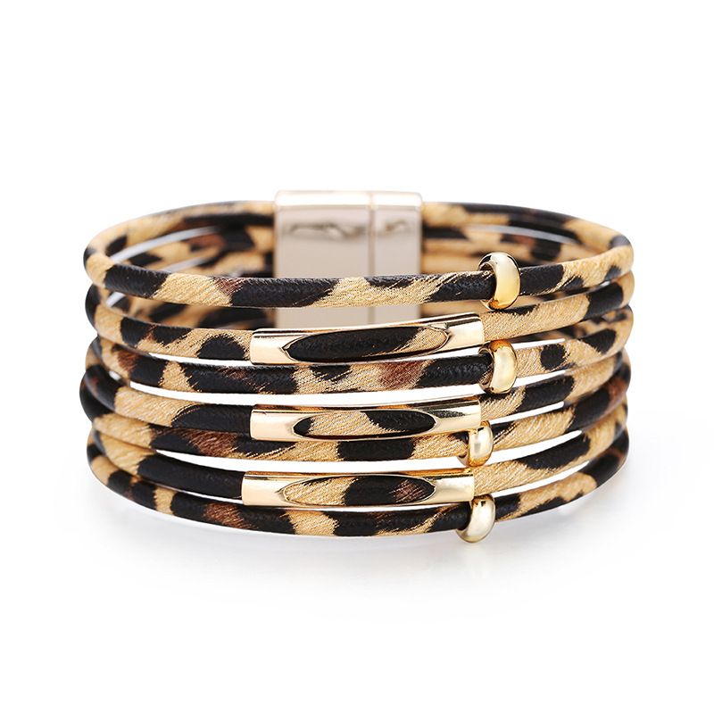 Creative Multi-circle Leopard Print Multi-layer Bracelet