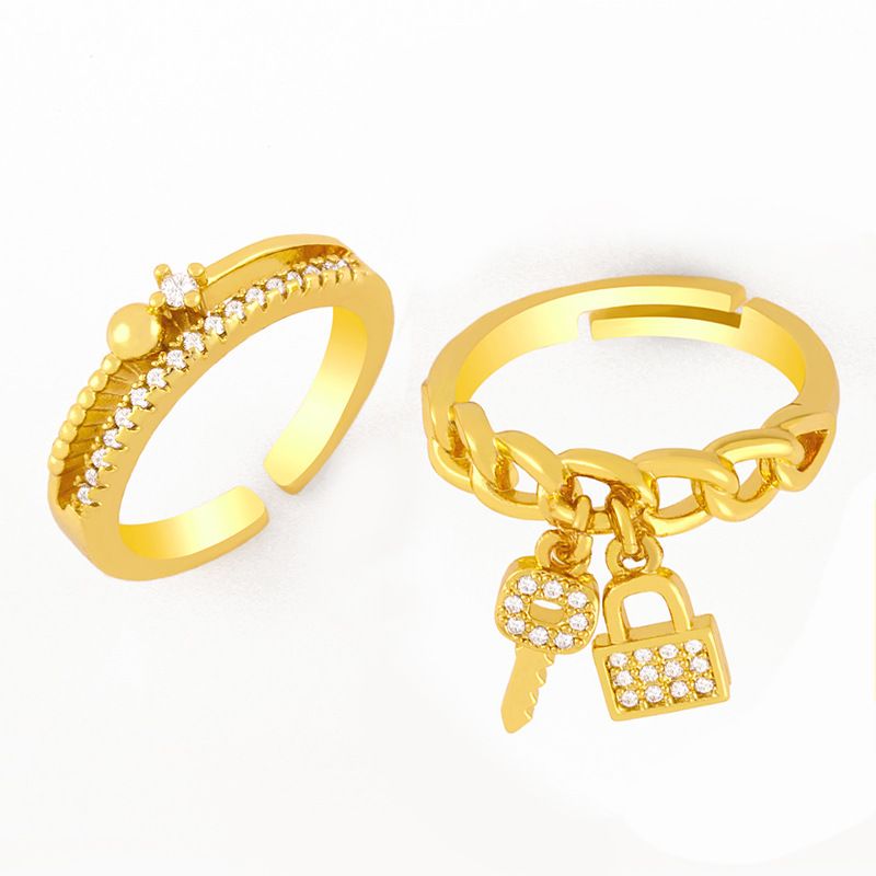Fashion Key Lock Zircon Ring