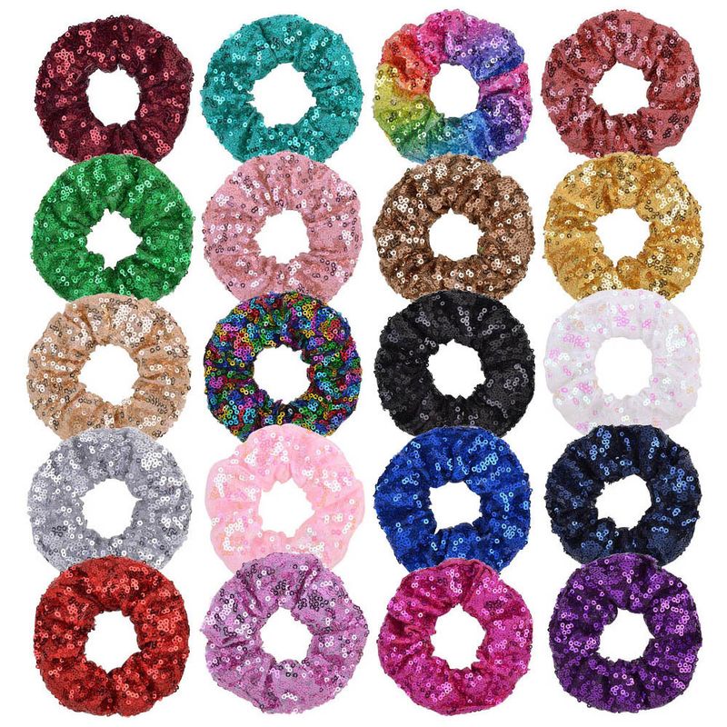 New Colorful Fish Scale Sequins Hair Scrunchies Set