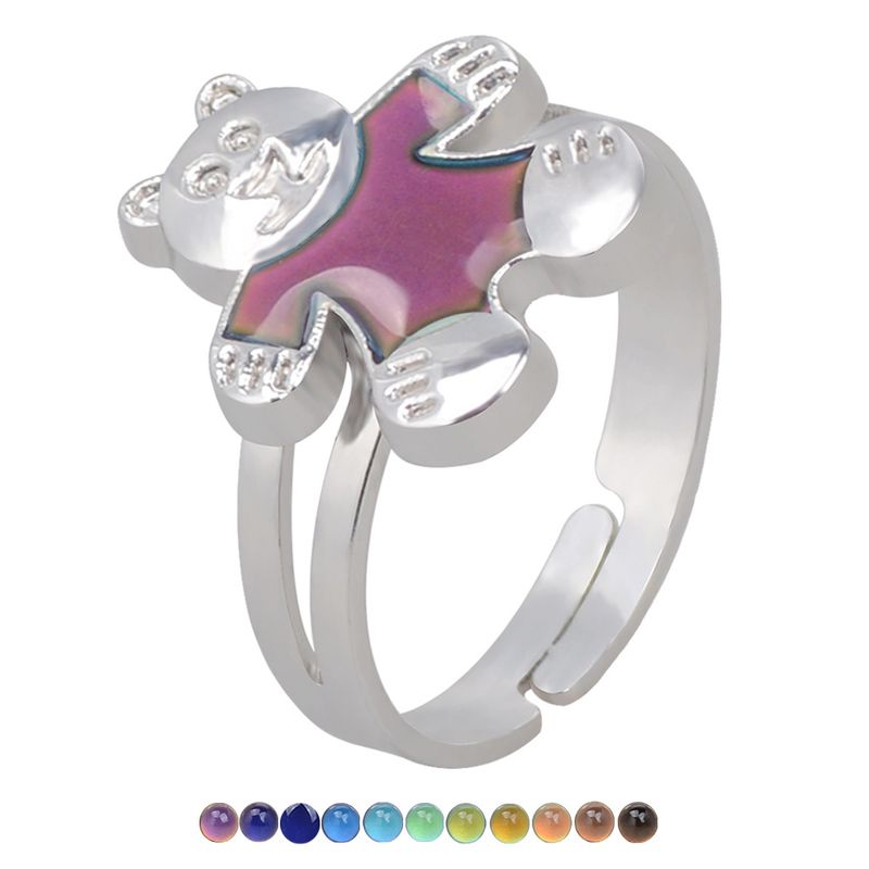 Fashion Cute Cartoon Bear Color Change Opening Ring