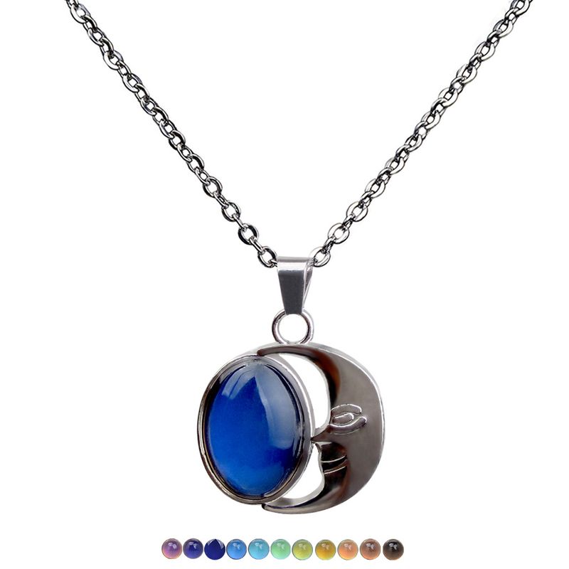 Moon Gemstone Temperature And Mood Color Changing Necklace