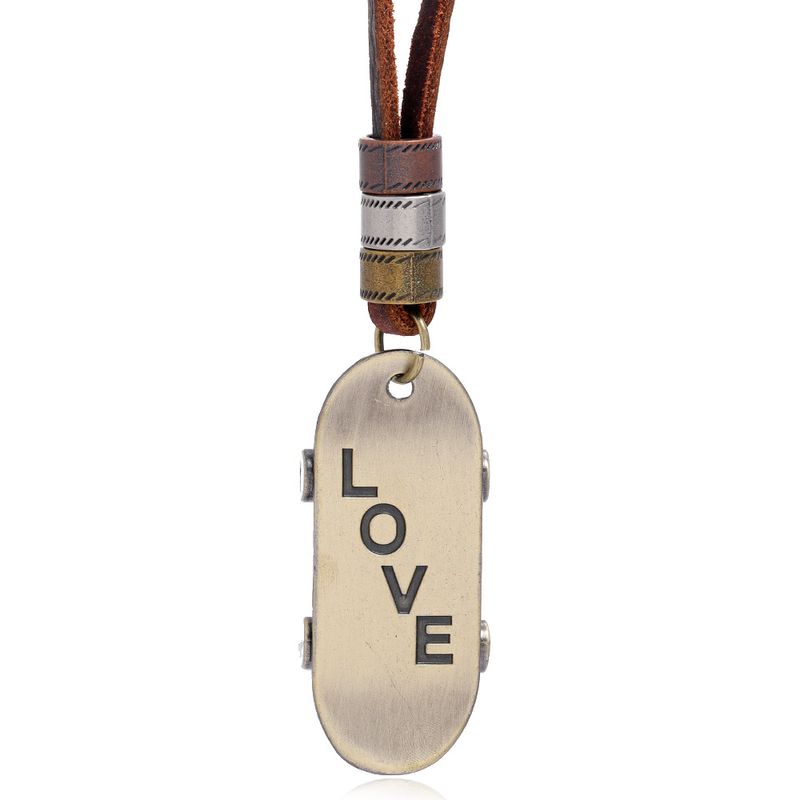 Simple Retro Love Scooter Pendant Adjustable Leather Necklace
