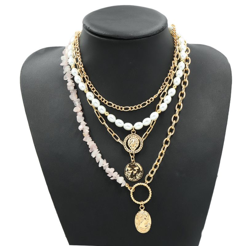 Multilayer Fashion Creative Ethnic Style Pearl Stone Necklace