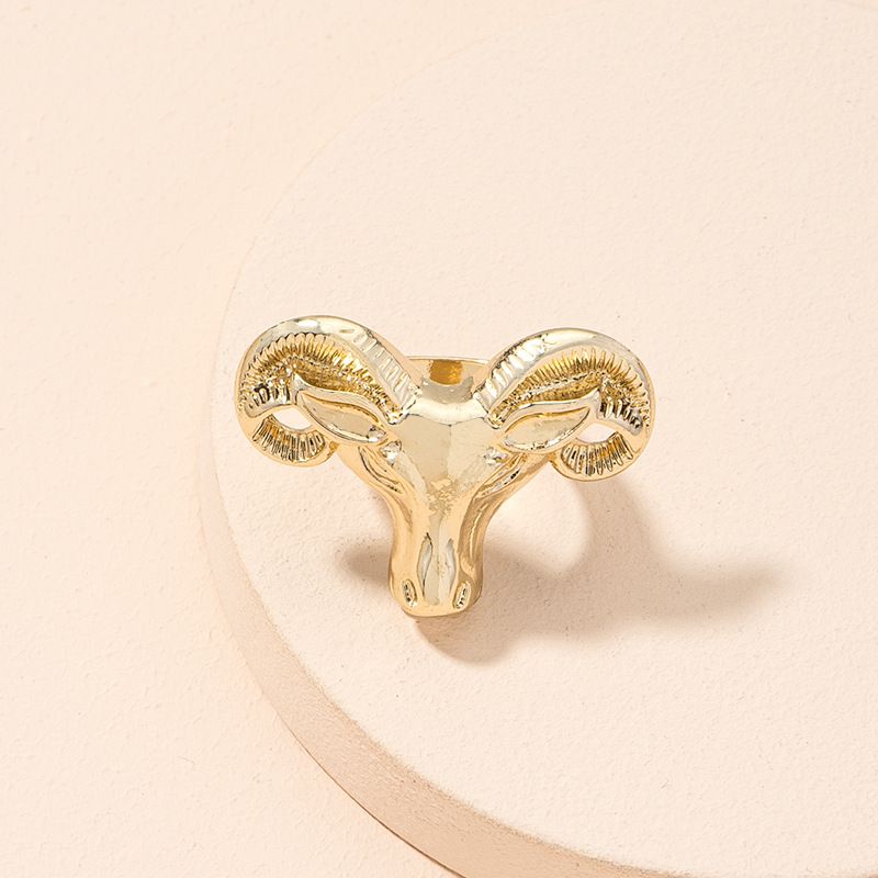 Retro Zodiac Bull Head Ring