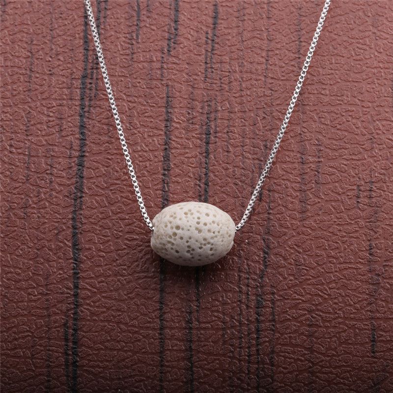 Fashion Simple White Volcanic Stone Necklace