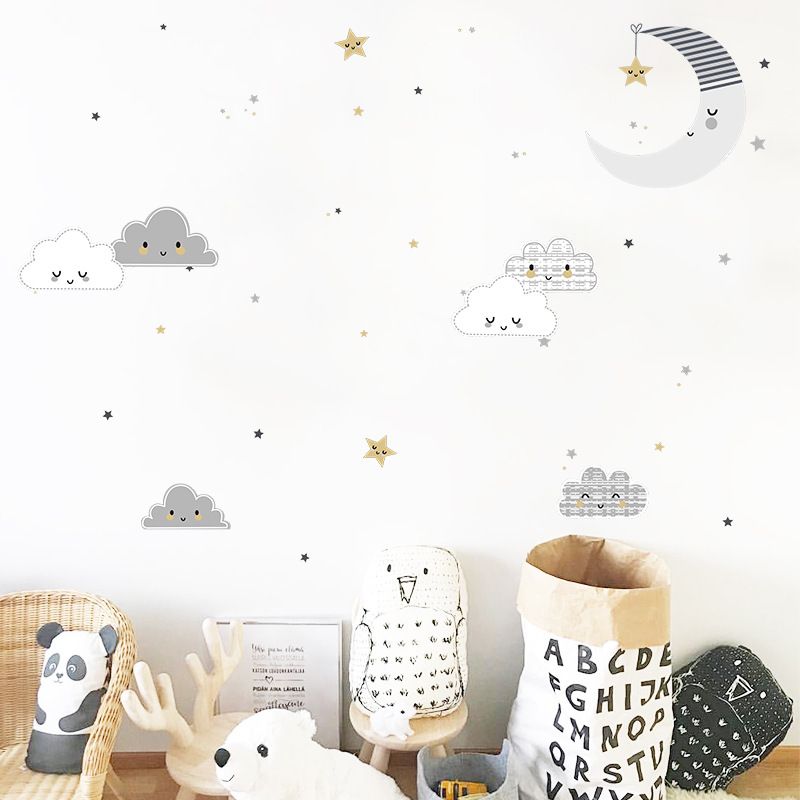 New Cartoon Clouds Moon Wall Stickers