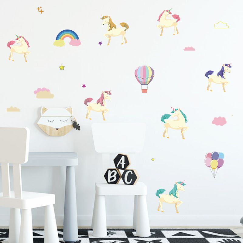 Cartoon Watercolor Unicorn Wall Stickers