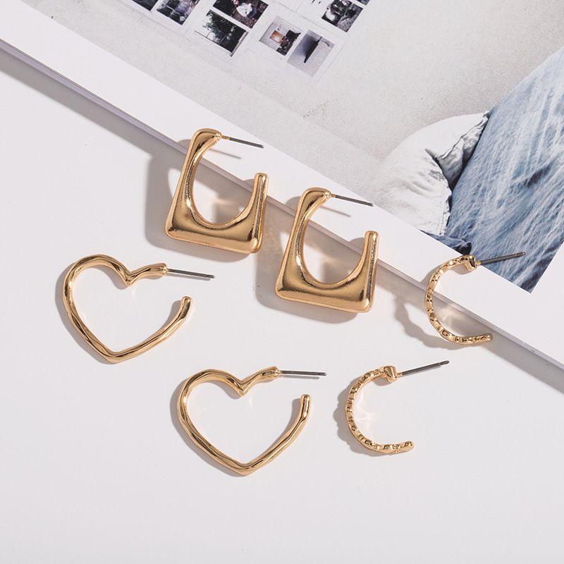 Alloy Geometric Heart Simple Earrings