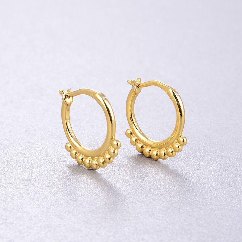 Boucles D&#39;oreilles À Pompon Perles Rondes Dorées À La Mode Coréenne