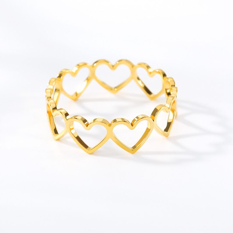 Metal Hollow Heart Link Rose Gold Ring