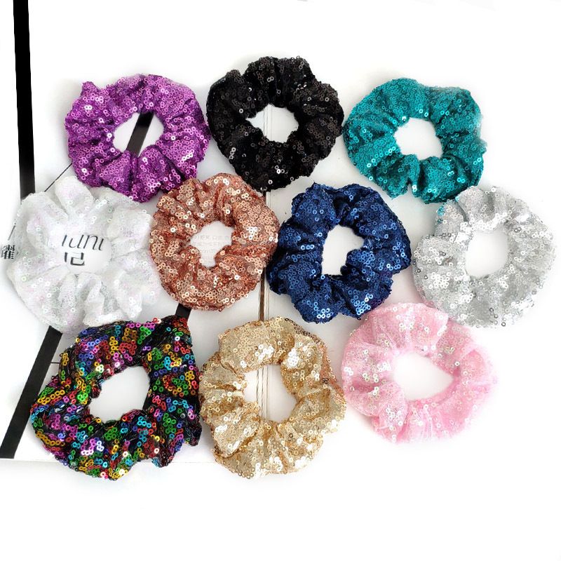 Sequined Fluorescent Simple Hair Scrunchies