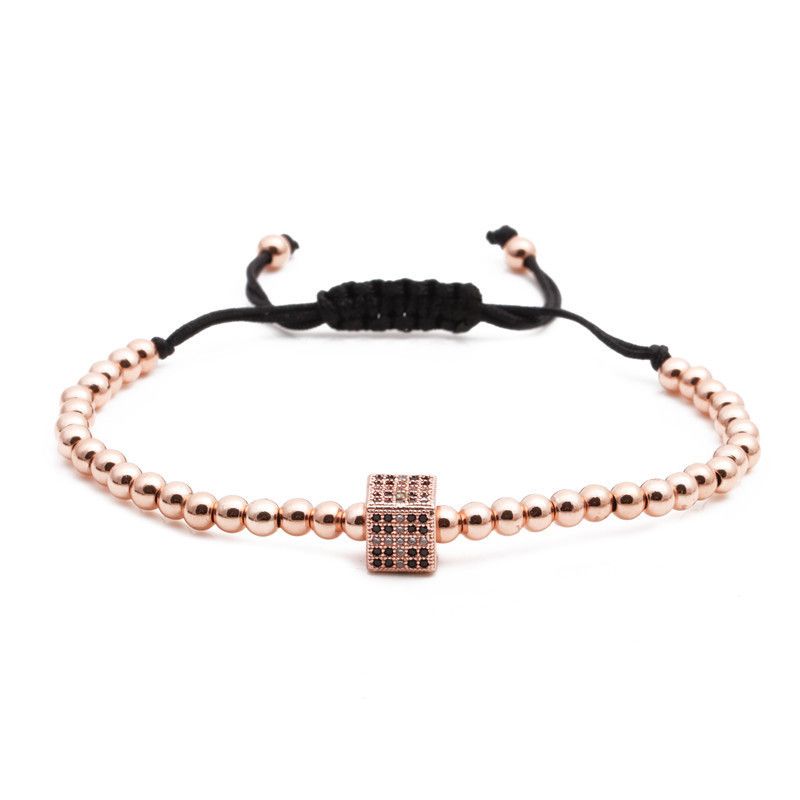 Micro-inlaid Zircon Cylindrical Square Cut Adjustable Bracelet