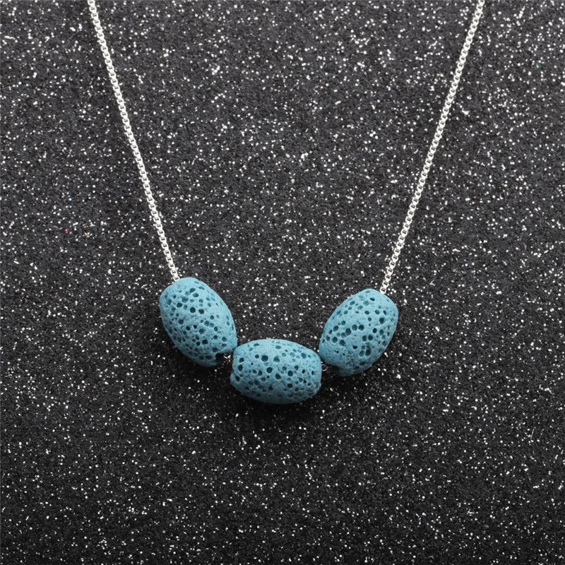 Simple Blue Volcanic Stone Necklace
