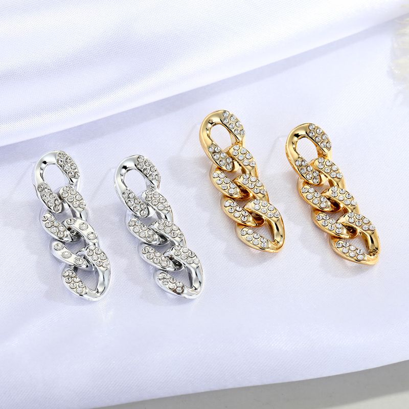 Korea Simple Diamond-studded Chain Earrings