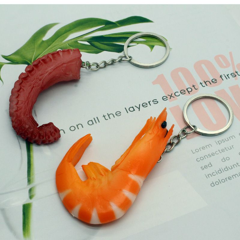 New Creative Food Model Prawn Squid Beard Keychain