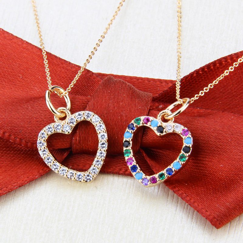 Gold-plated Heart-shaped Zircon Necklace