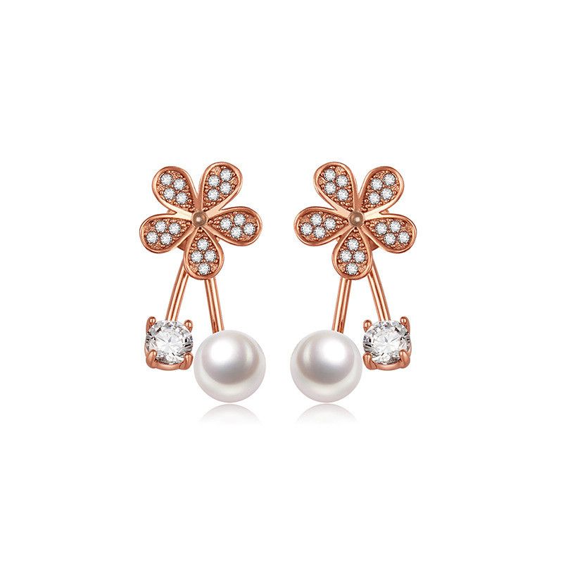 Simple Flower Pearl Earrings