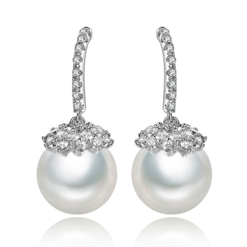 Boucles D&#39;oreilles Simples En Perles De Zircon En Gros