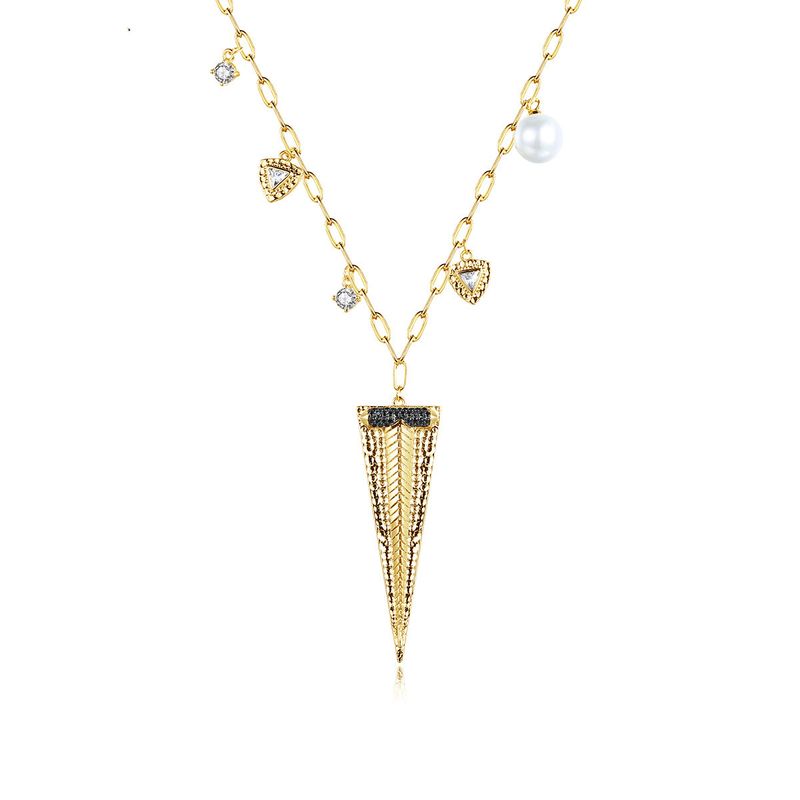 Diamond Golden Sword Pendant Necklace