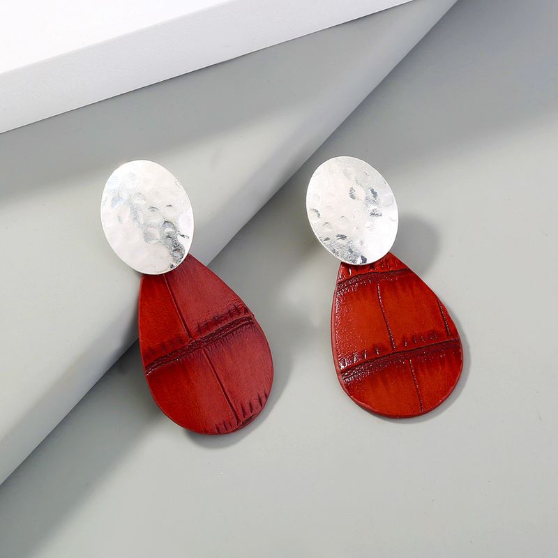 Fashion Red Leather Drop Earrings