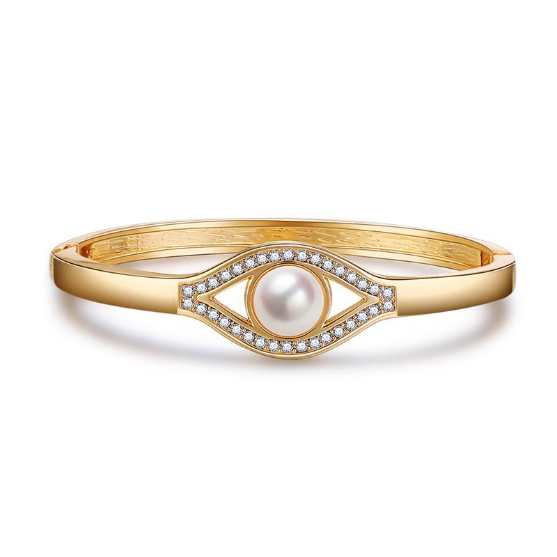 Simple Eye Pearl Diamond Bracelet