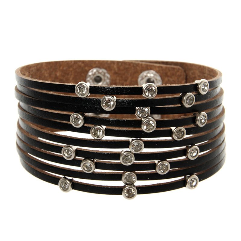 Bohemian Multi-layered Zircon Leather Bracelet