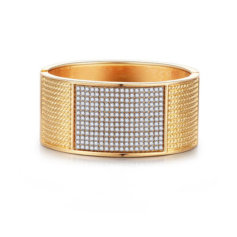 Wide-brimmed Diamond Gold-plated Bracelet