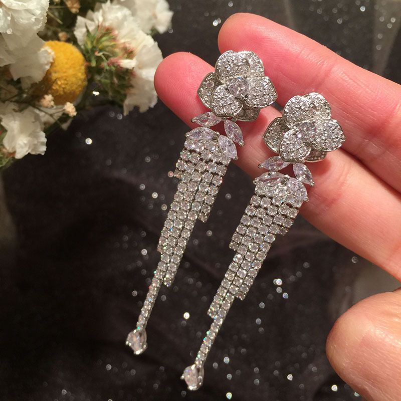 Camellia Long Tassels Earrings