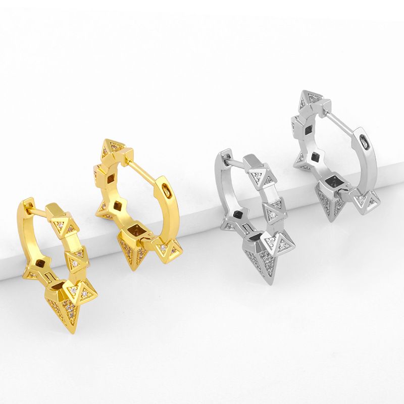 New Simple Geometric Diamond Earrings