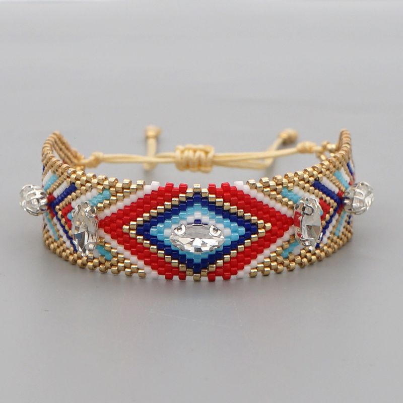 Ethnic Geometry Diamond Zircon Beaded Bracelet