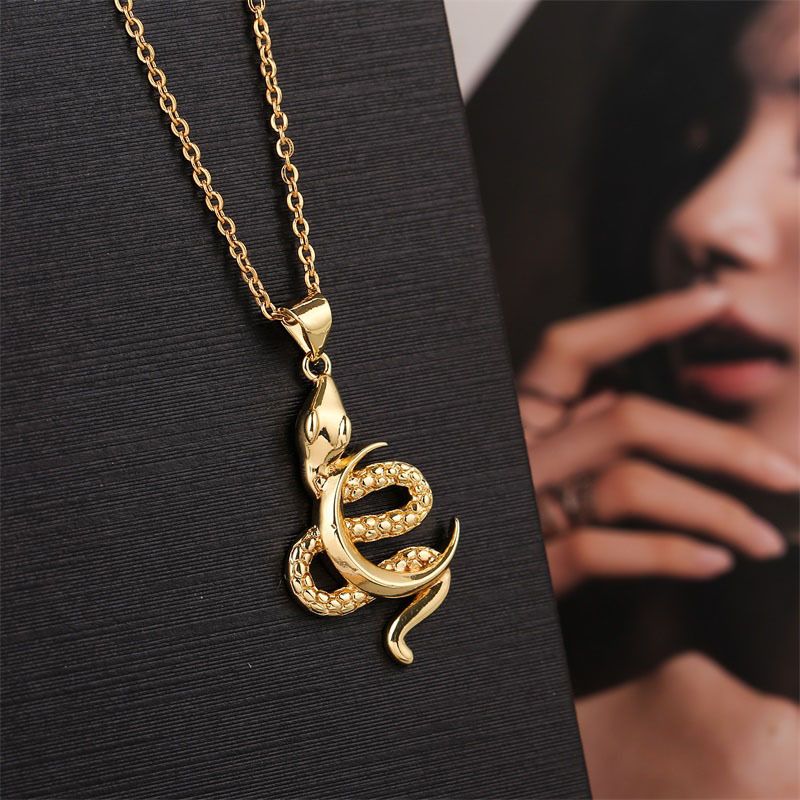Copper Zodiac Snake Moon Necklace
