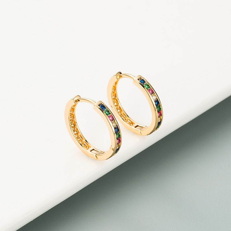 Diamond Colorful Small Circle Earrings