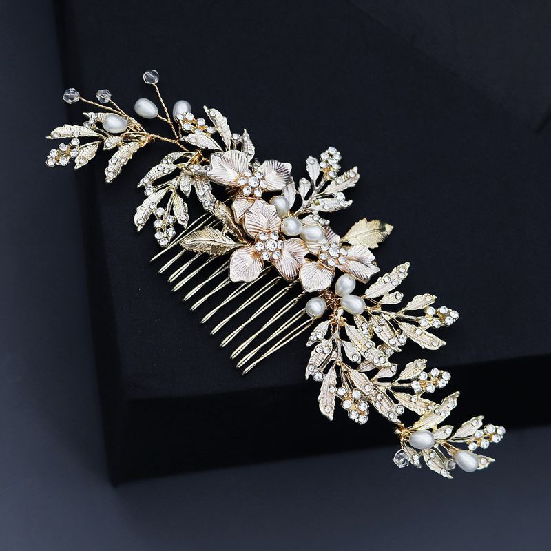 Einfache Neue Perle Blumenblatt Haarspange
