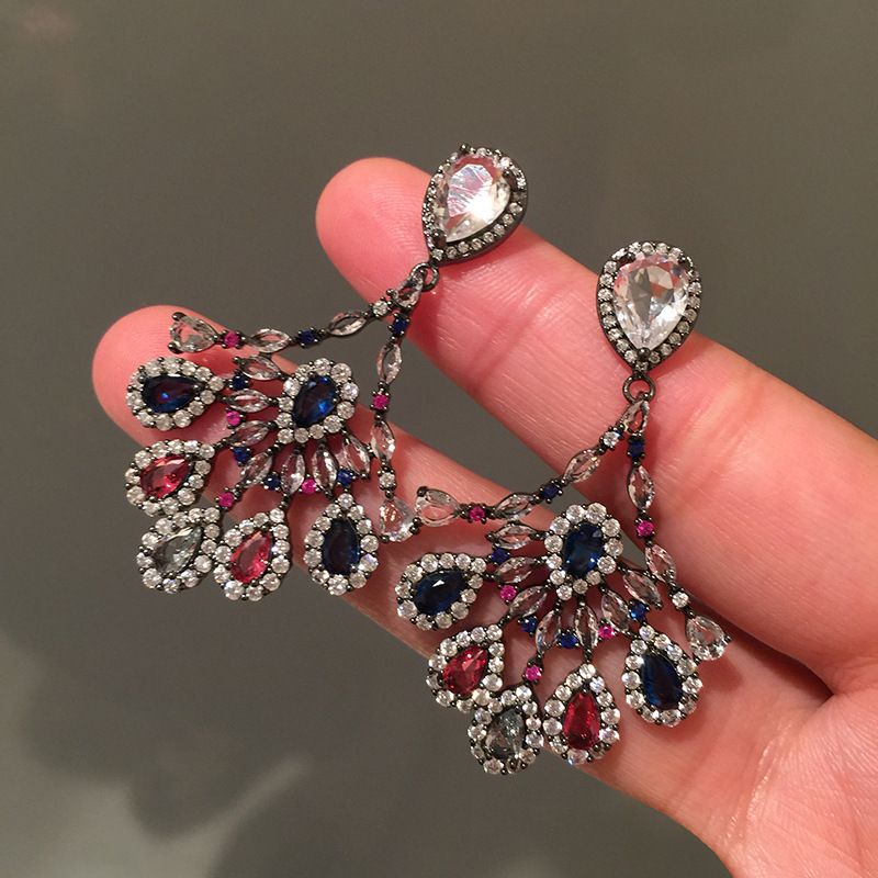 Fan-shaped Elegant S925 Silver Needle Peacock Earrings