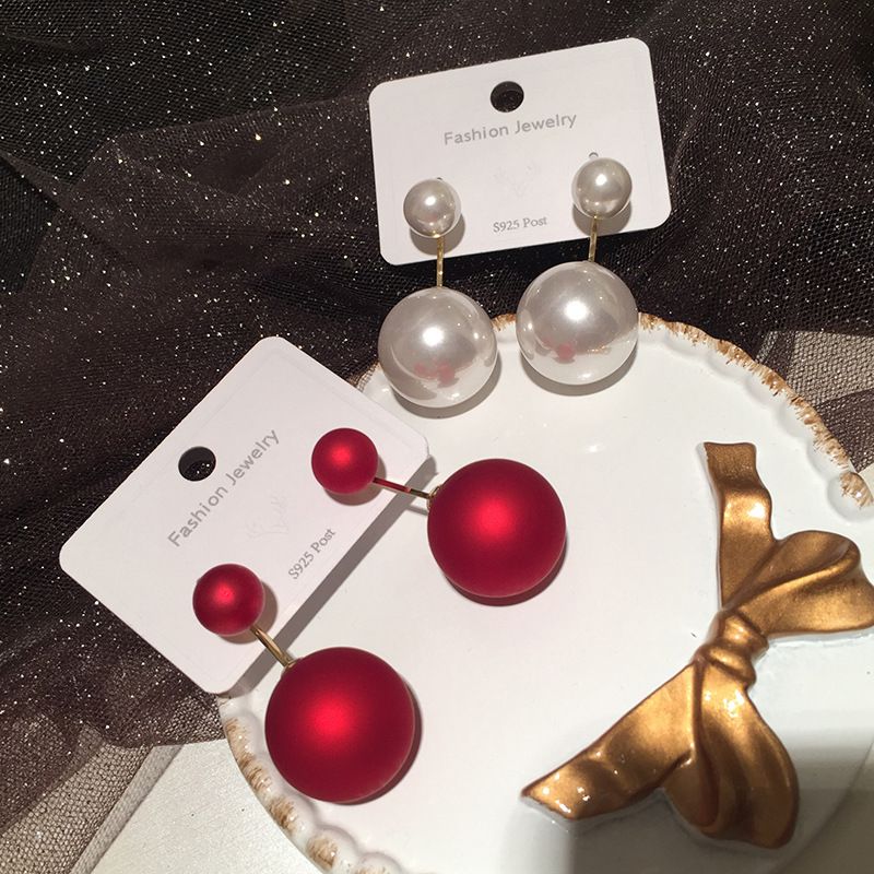 Sweet S925 Silver Needle Pearl Ball Earrings