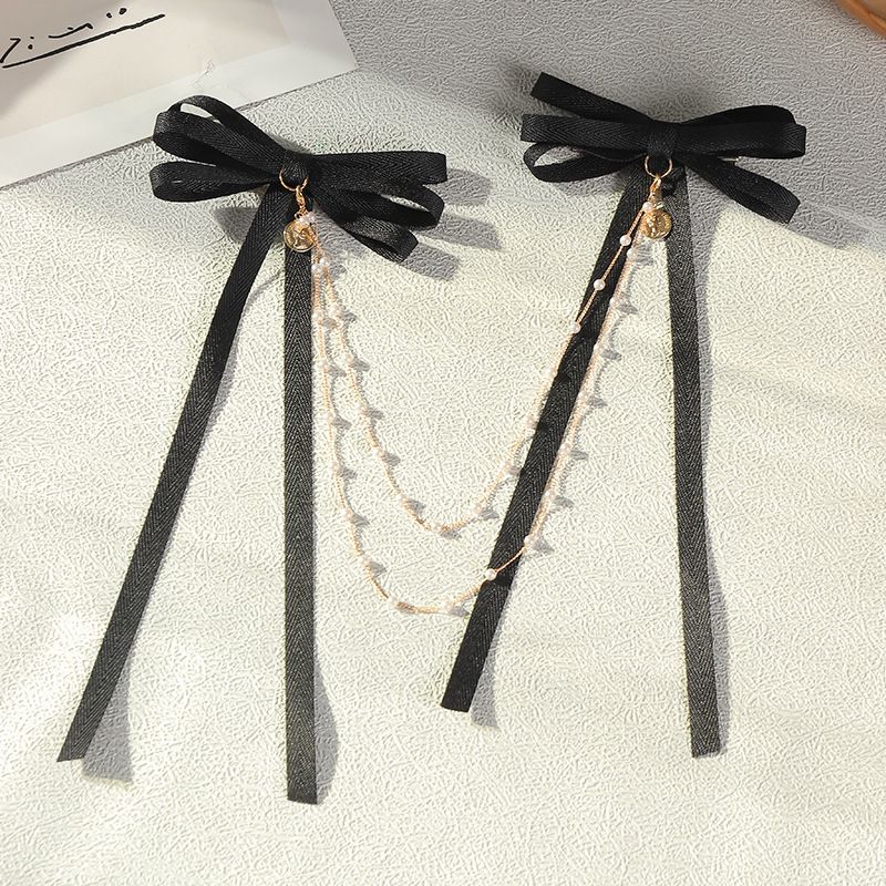 Simple New Fashion Pearl Chain Bow Hairpin