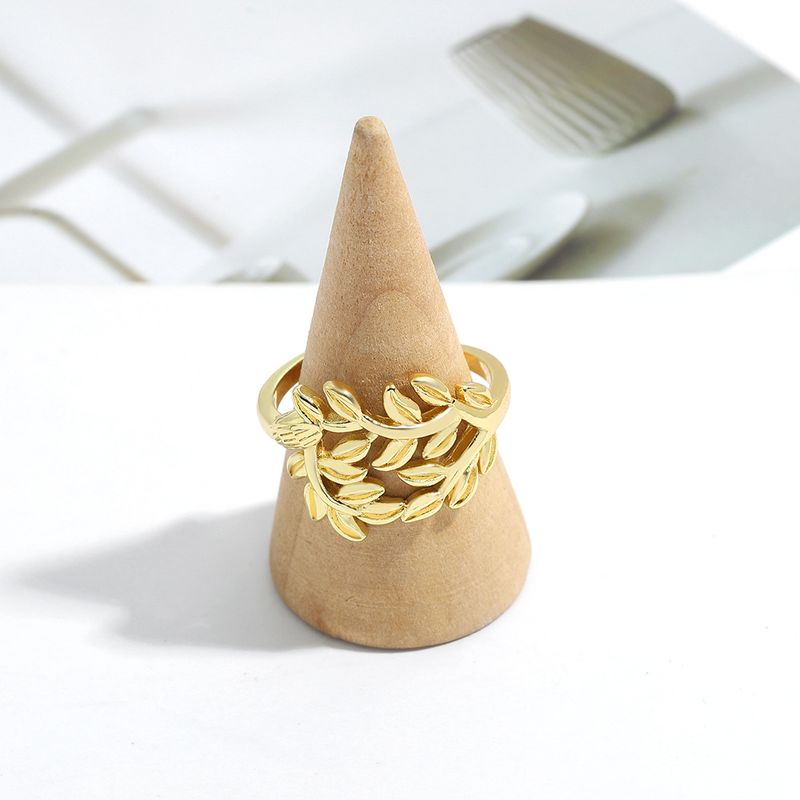 Fashion Simple Copper Leaf Opening Ring
