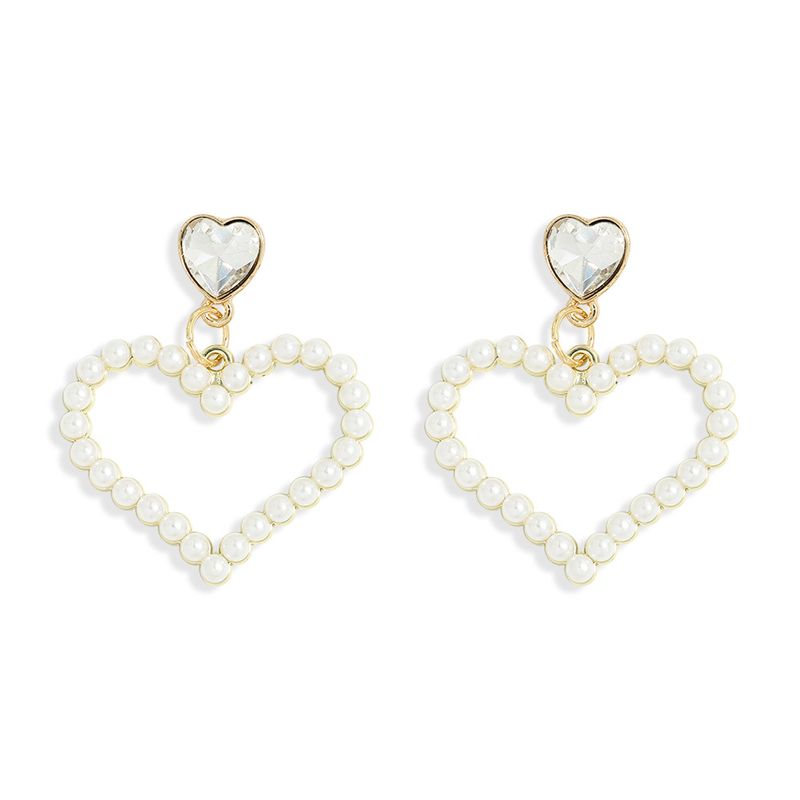 Korean Simple Pearls Love Style Earrings