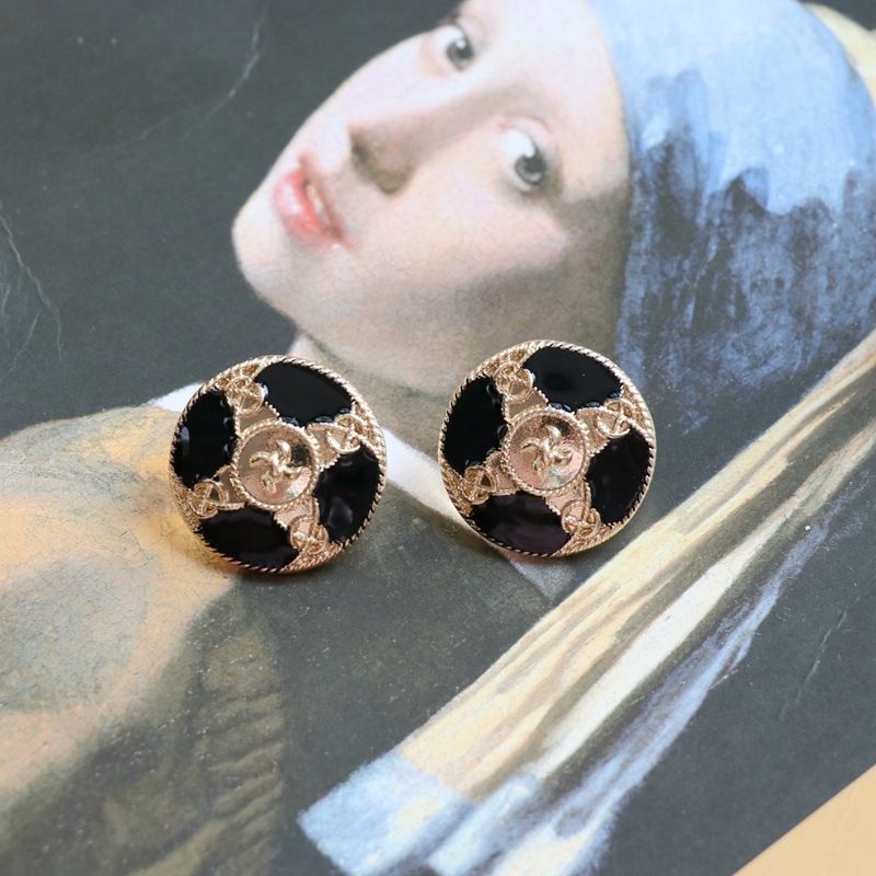 Round Retro Metal Stud Earrings