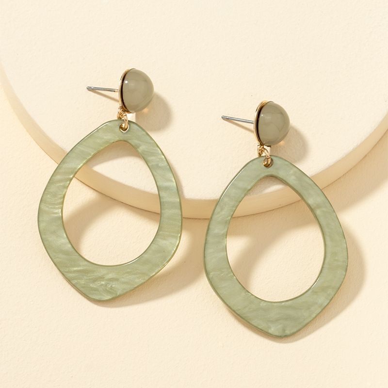 Simple Green Acrylic Pattern Earrings